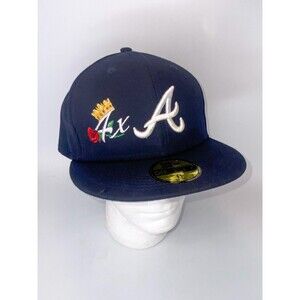 Atlanta Braves Navy New Era 4x Champs Crown 59Fifty Fitted Hat Size 8/63.5cm